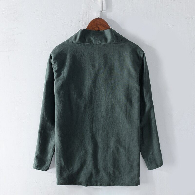 Stil Mænd Cardigan Mand Tøj Frakker Jakker Vintage Åben Stitch Retro Button Langærmet Spring - Sort