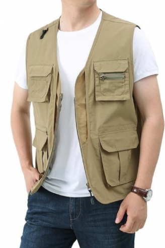 Summer Herre Klassiske Veste Åndbar Multi Pocket Mesh Vest Ærmeløse Jakker Man
