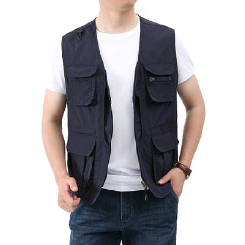 Summer Herre Klassiske Veste Åndbar Multi Pocket Mesh Vest Ærmeløse Jakker Man - Grøn