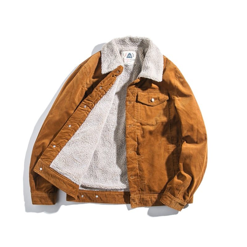 Vinter Denimjakke Til Mænd Herre Fleece Varme Fløjlsjakker Casual Mandlige Standkrave Windbreaker Bomberjakker - Kaki
