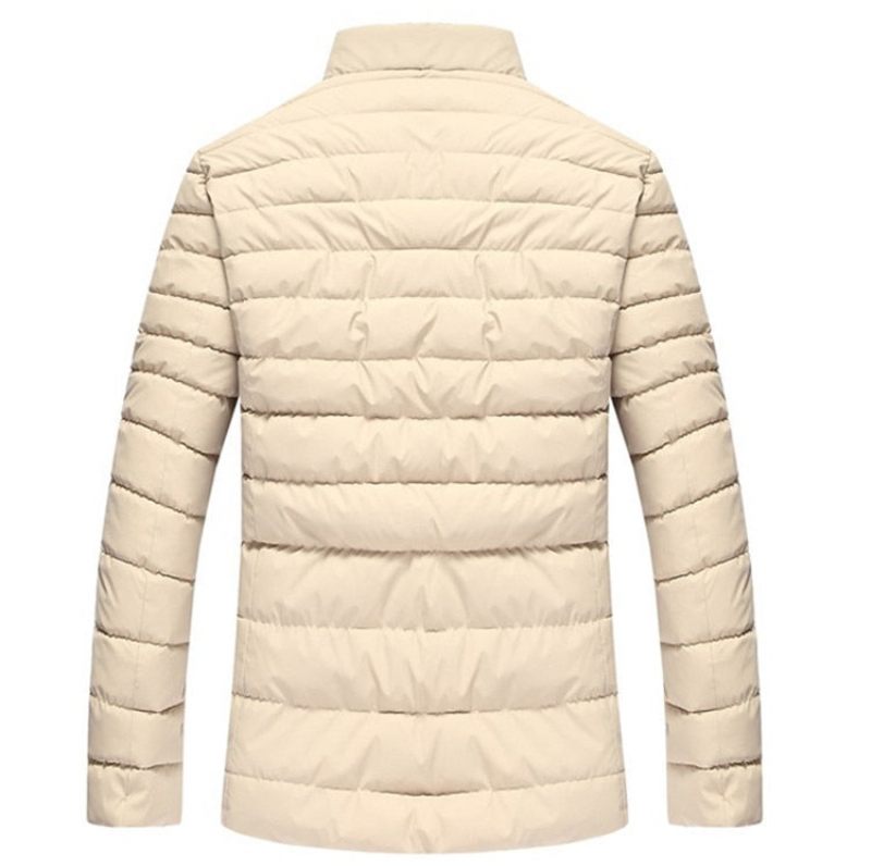 Vinterjakke Herre Fleece Tyk Varm Jakke Parkas Polstrede Vinterfrakker Herretøj - Sort