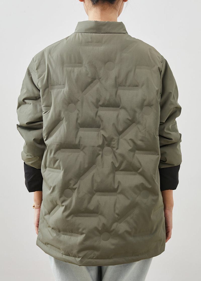 Bohemian Grey Chinese Button Fine Bomuld Fyldt Jakker Spring - Dame vinterfrakker