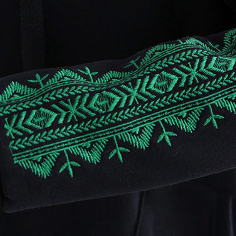 Boutique Sorte Bomuldstoppe Plussize Bomuldstøj Broderi Bomuld T-shirt Tyk - Dame vinterfrakker