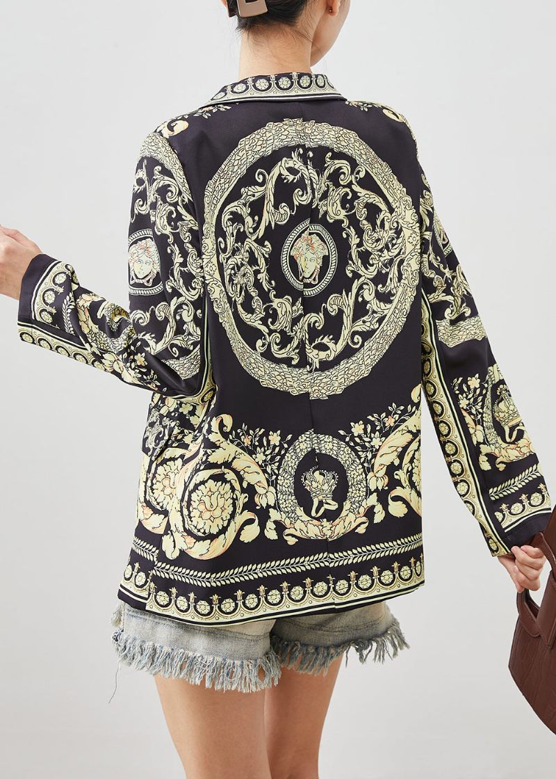 Casual Sort Original Design Print Spandex Coat Spring - Dame vinterfrakker