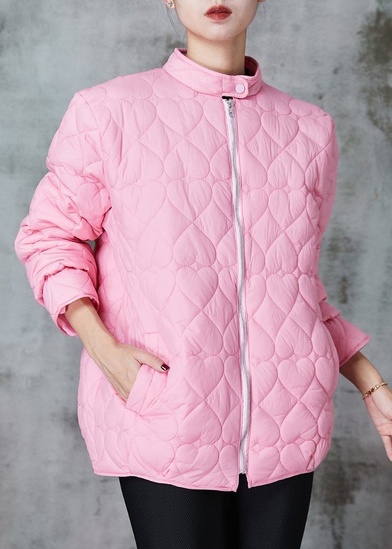 Enkel Pink Stand Krave Fin Bomuld Fyldt Parkas Spring - Dame vinterfrakker
