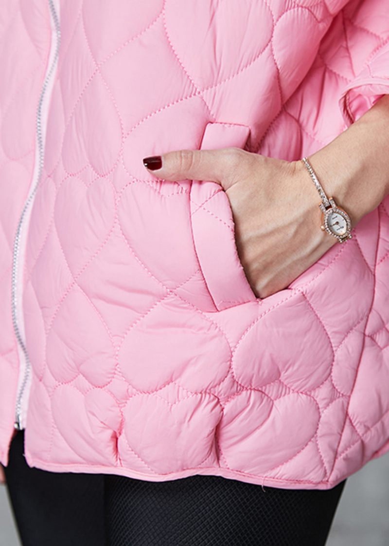 Enkel Pink Stand Krave Fin Bomuld Fyldt Parkas Spring - Dame vinterfrakker