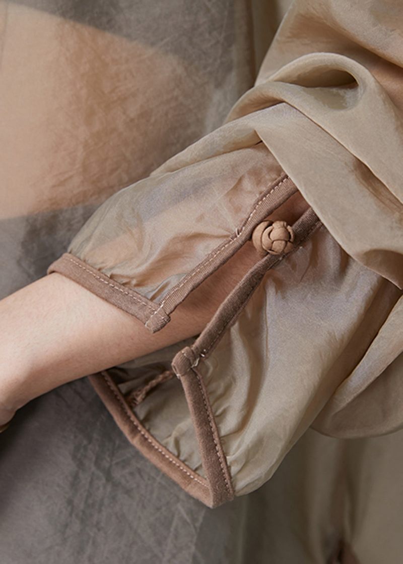 Fashion Brown Hollow Out Tulle Upf 50+ Frakkejakke Forår - Dame vinterfrakker