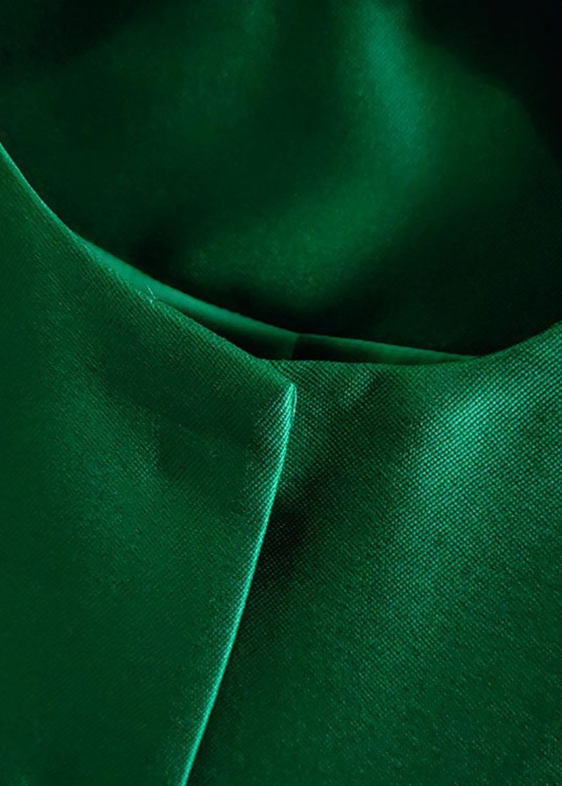 Fransk Grøn Broderet Fugl Patchwork Silkefrakke Fjeder - Dame vinterfrakker