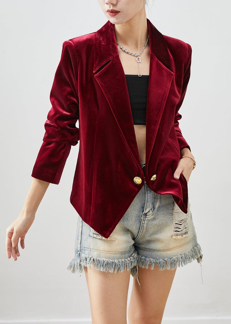 Fransk Mulberry Double Breast Silm Fit Silke Velour Coat Fall - Dame vinterfrakker
