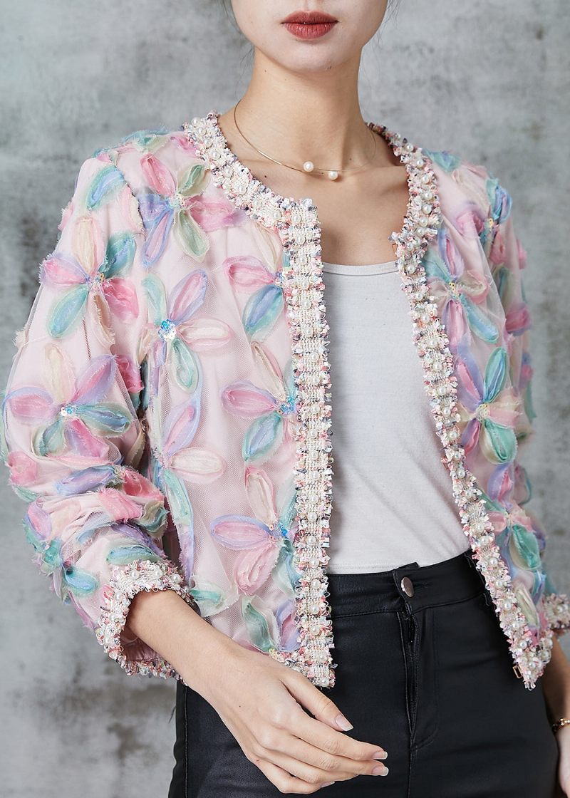 French Rainbow Floral Zircon Tulle Short Coats Spring - Dame vinterfrakker