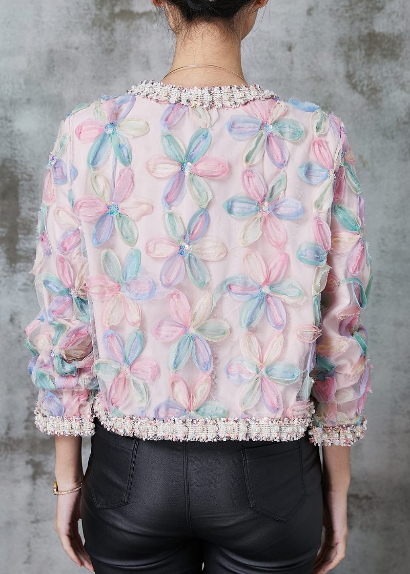 French Rainbow Floral Zircon Tulle Short Coats Spring - Dame vinterfrakker