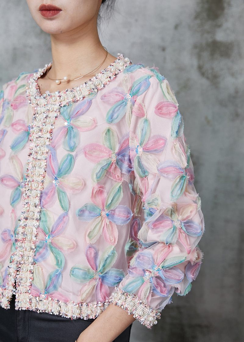 French Rainbow Floral Zircon Tulle Short Coats Spring - Dame vinterfrakker
