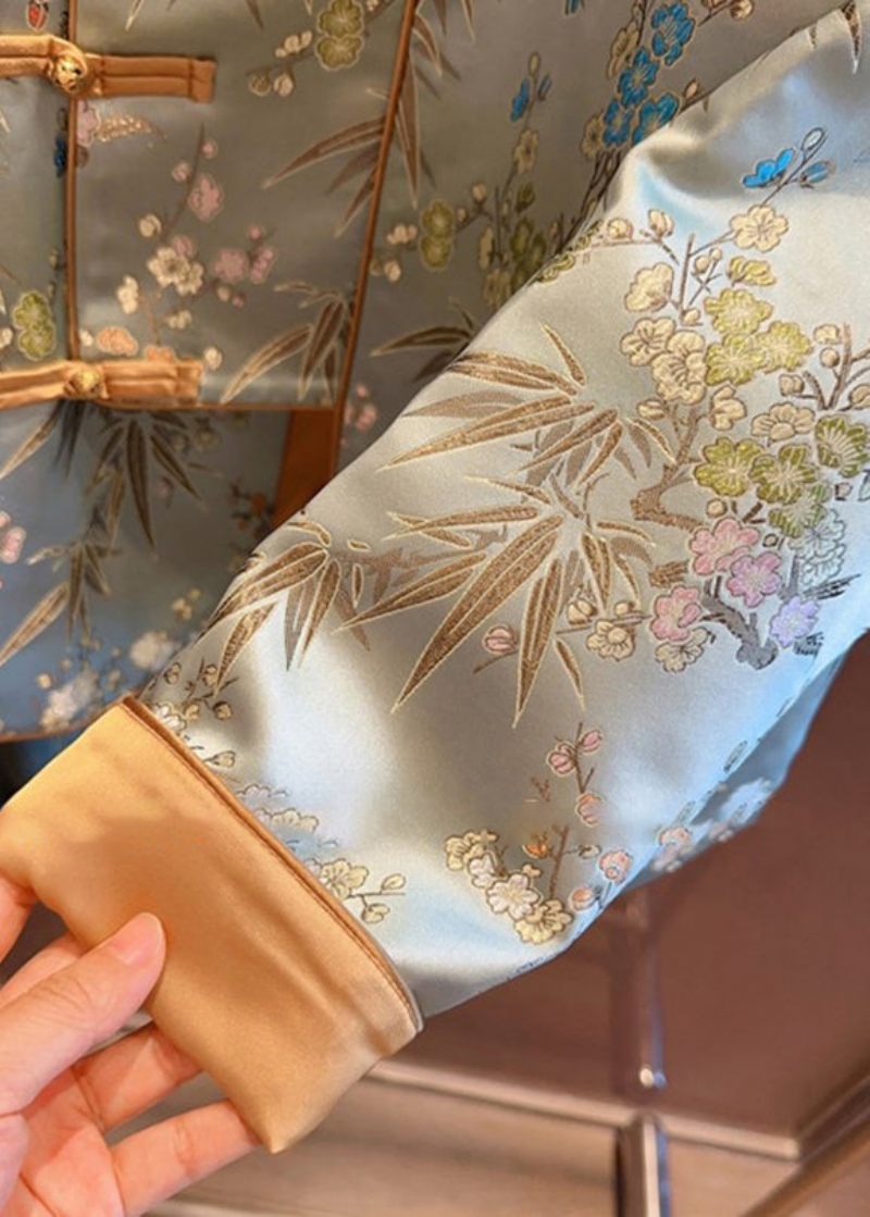 Jacquard Stand Collar Print Button Coats Spring - Dame vinterfrakker