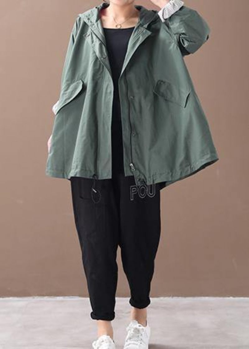 Moderne Hættebaggy Plus Size Tøj Til Kvinder Grøn Silhuet Vinter Outwear - Grøn