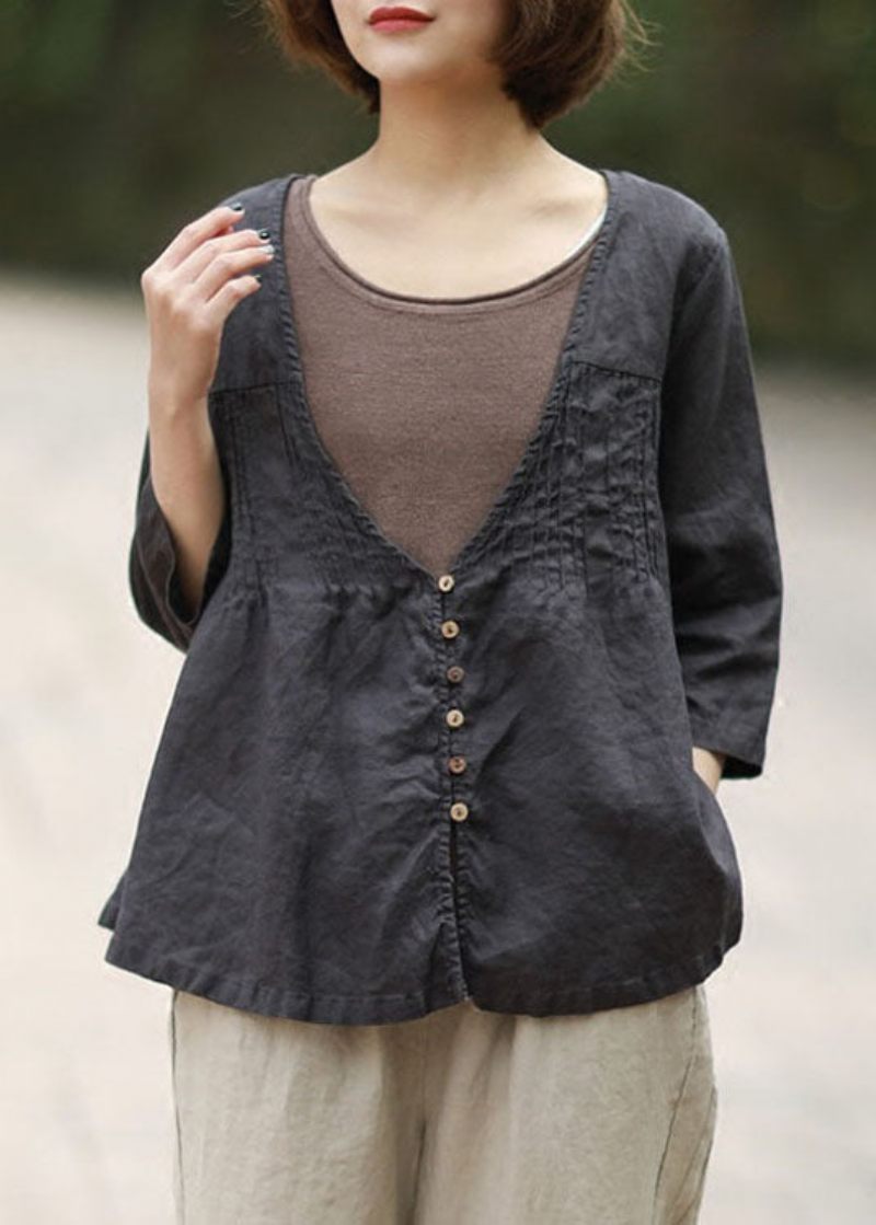 Økologisk Grøn Casual Button Loose Fall Coat - Grøn