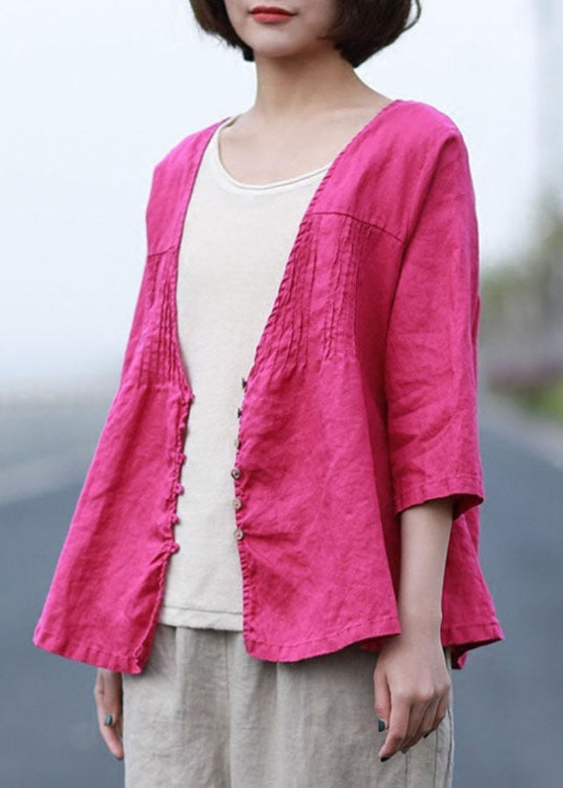 Økologisk Grøn Casual Button Loose Fall Coat - Grøn