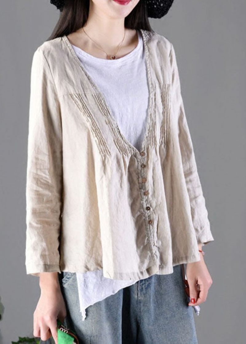 Økologisk Grøn Casual Button Loose Fall Coat - Grøn