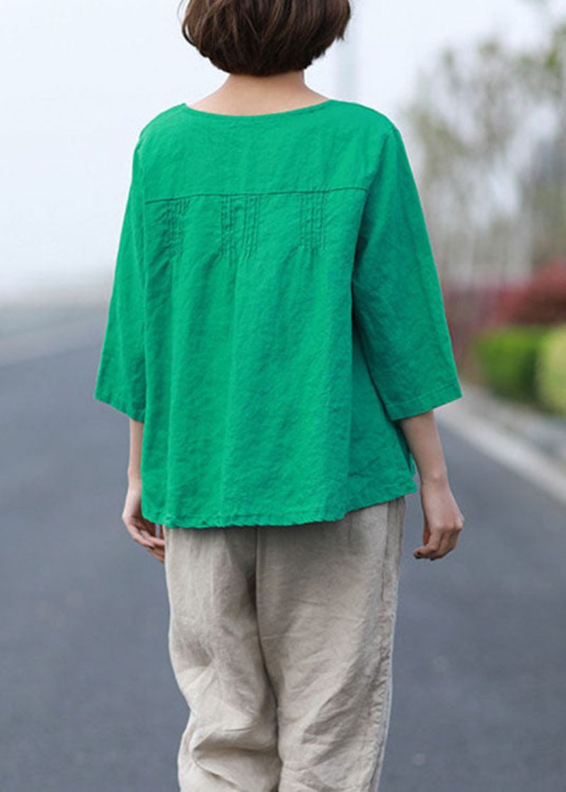 Økologisk Grøn Casual Button Loose Fall Coat - Grøn