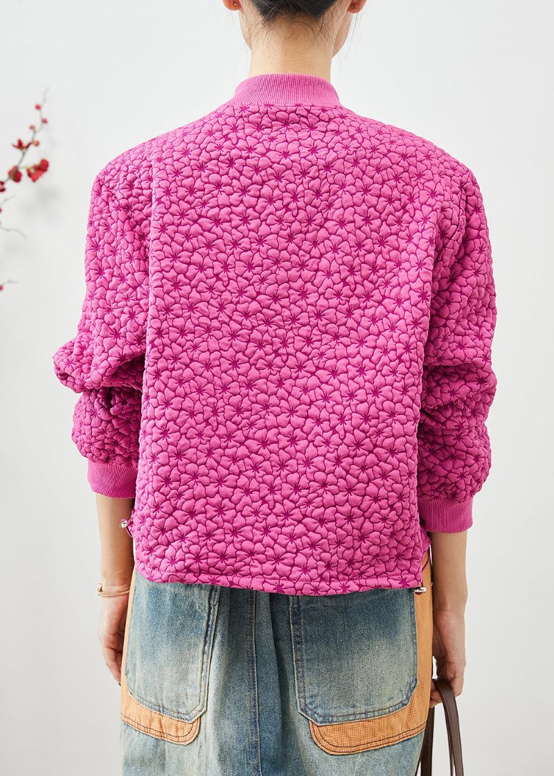 Stil Rose Stand Krave Jacquard Snøre Jakker Efterår - Dame vinterfrakker
