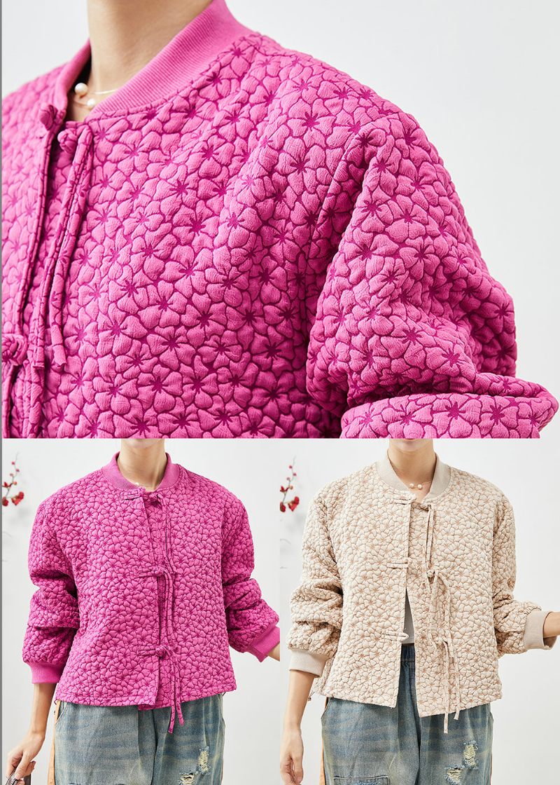 Stil Rose Stand Krave Jacquard Snøre Jakker Efterår - Dame vinterfrakker