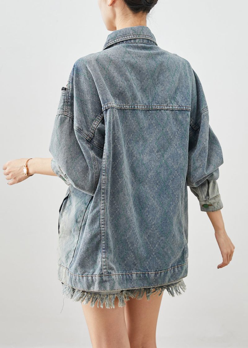 Stilfulde Zip Up Patchwork-denimfrakker Efterår - Dame vinterfrakker