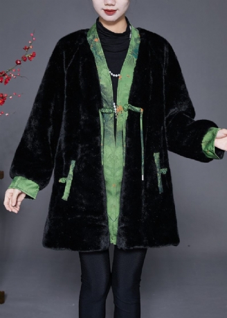 Vintage Sort Oversized Patchwork Mink Velvet Coats Vinter