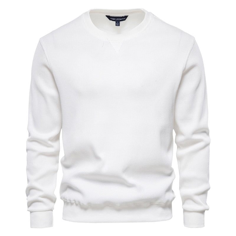 Bomulds Sweatshirts Med O-hals Til Mænd Casual Ensfarvet Sweater Hættetrøjer Ny Efterår Mode Simple Brand Man Sweatshirt - Vin