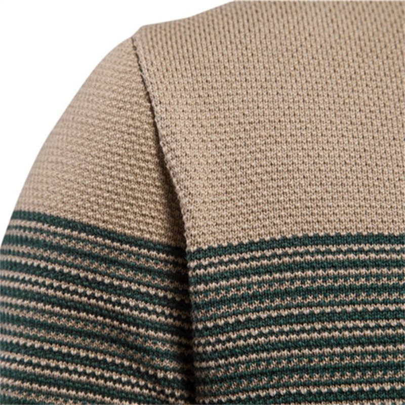 Bomuldstrøje Til Mænd Casual O-hals Splejsede Trøjer Strikket Sweater Til Nye Vinter Varme Til - Vin