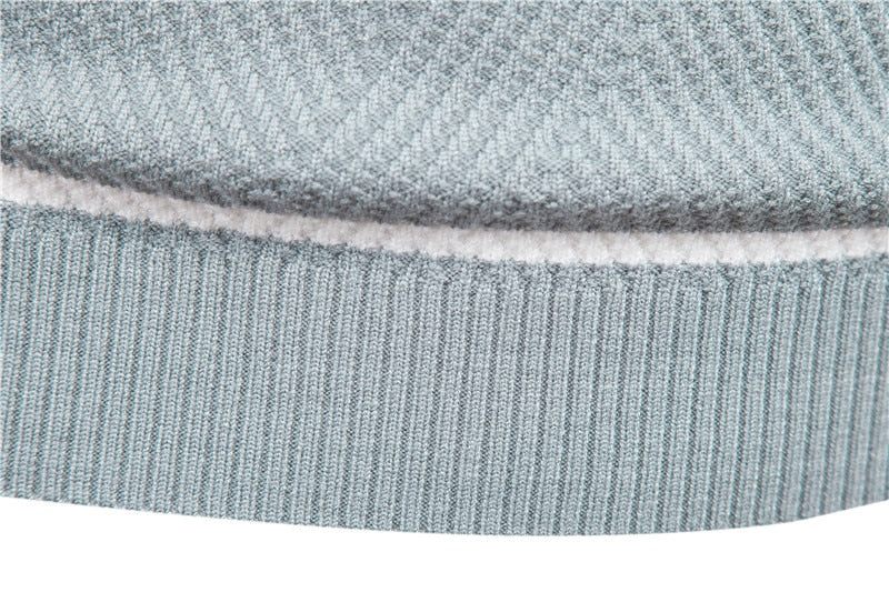Efterår Pullover Mænd Sweater O-hals Patchwork Langærmede Varme Slanke Sweatere Casual Tøj - Sort