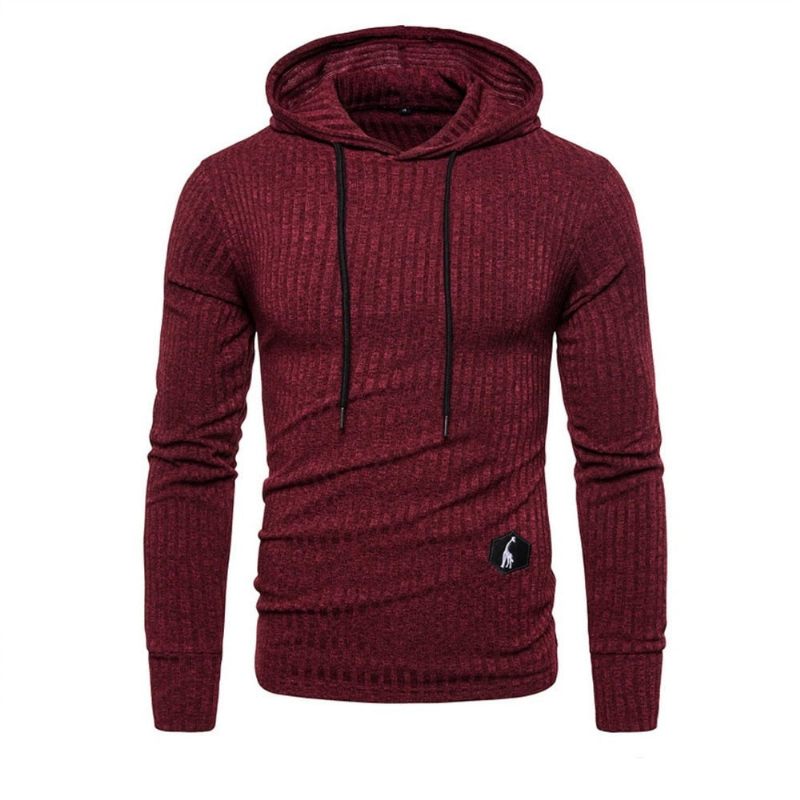 Herre Sweatshirts Ensfarvet Casual Stretch Slim Fit Hættetrøjer Mandlige Efterår Basic Streetwear Mænd - Sw01-Navy