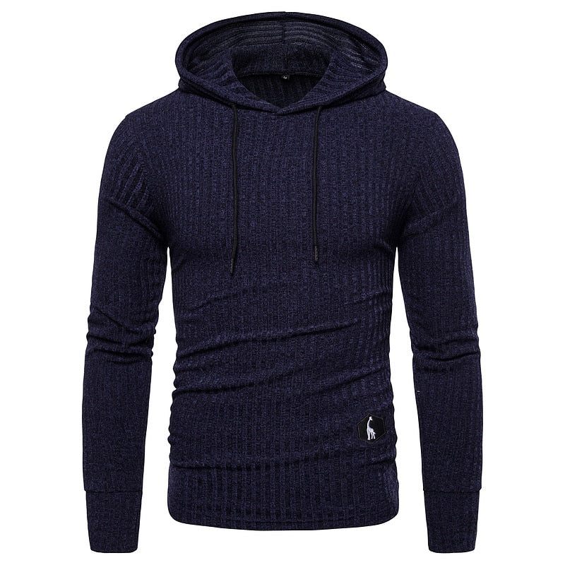Herre Sweatshirts Ensfarvet Casual Stretch Slim Fit Hættetrøjer Mandlige Efterår Basic Streetwear Mænd - Sw01-Navy
