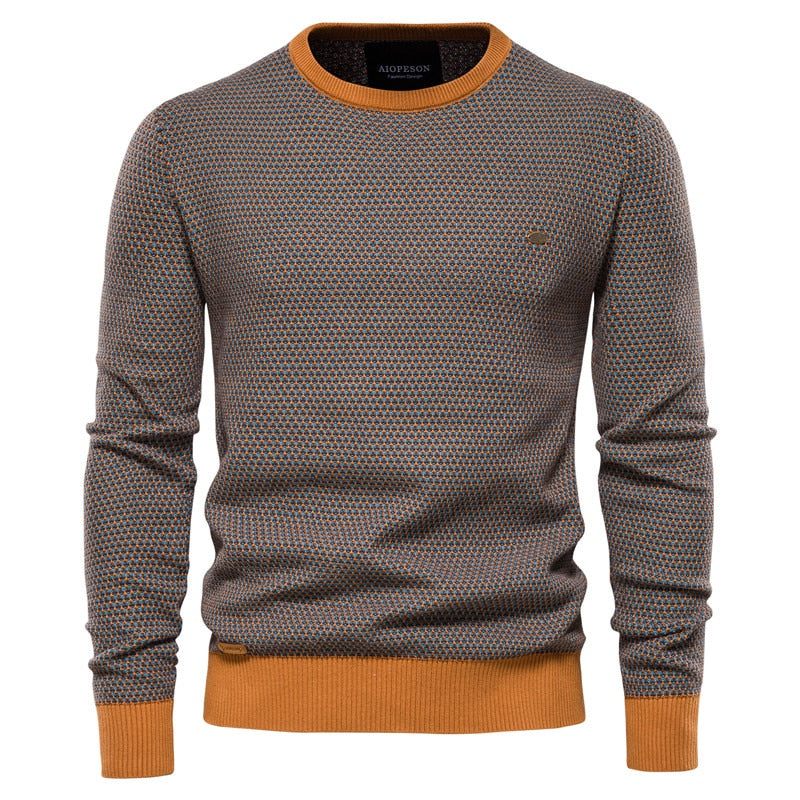 Løse Bomuldstrøjer Sweater Mænd Casual Varm Kvalitet Splejset Herre Strikket Vintertrøjer Til - Orange