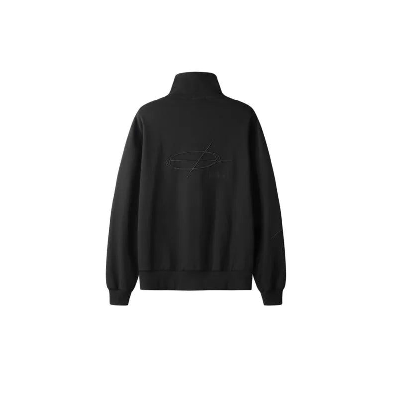 Lynlås Splejset Stand Krave Cardigan Sweater Til Herre Chic Jakke High Street Design Niche Personlig Tide Coat - Sort