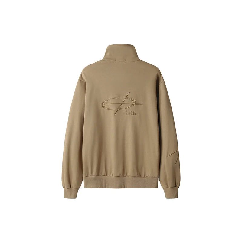 Lynlås Splejset Stand Krave Cardigan Sweater Til Herre Chic Jakke High Street Design Niche Personlig Tide Coat - Sort