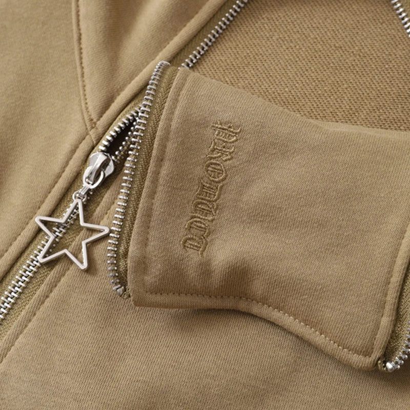 Lynlås Splejset Stand Krave Cardigan Sweater Til Herre Chic Jakke High Street Design Niche Personlig Tide Coat - Sort