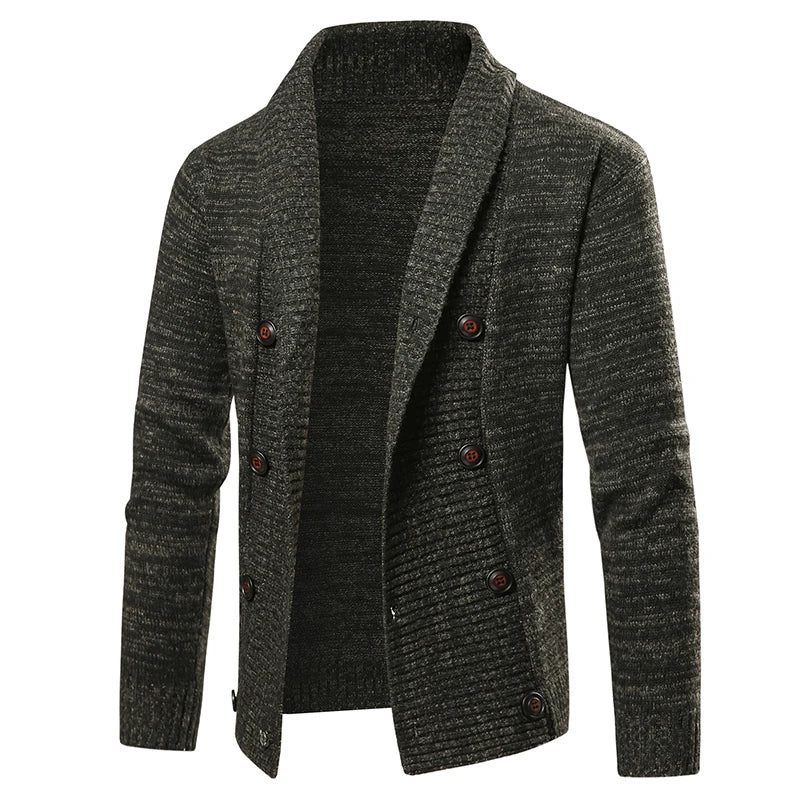 Mænd Vinter Holde Varmen Strikketrøje Slim Fit Dobbeltradet Casual Cardigan Sweater Strik Frakker - Grå