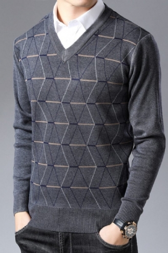 Ny Sweater Til Herretrøjer V-hals Slim Fit-trøjer Strik Tyk Varm Efterårsstil Afslappet Tøj Til Mænd