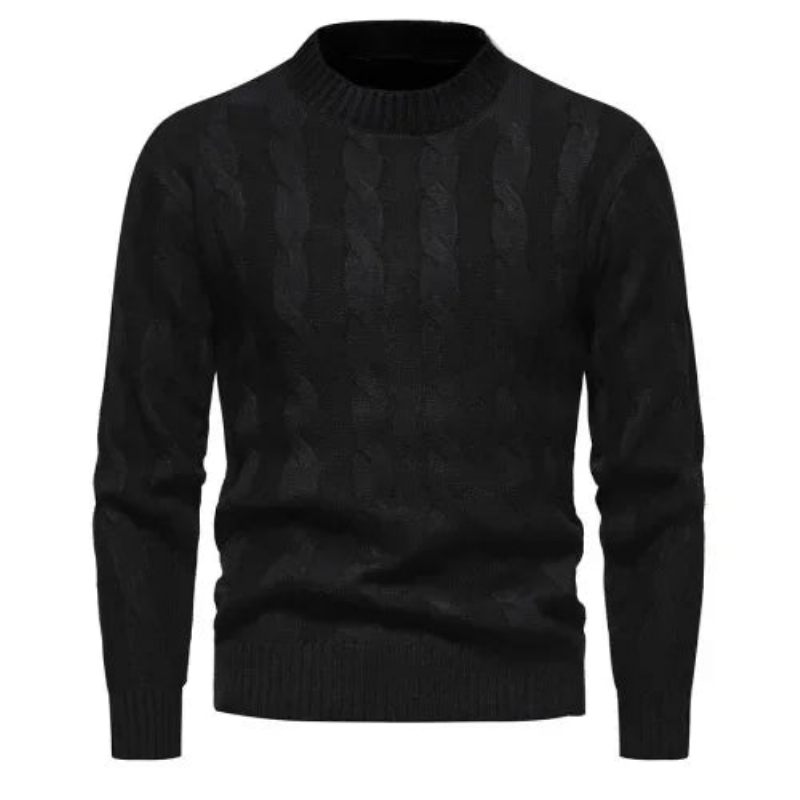 Sweatere Tøj Vinter Vintage Sweater Mænd Frakker Ensfarvet Stribet Pullover Rullekrave Efterår - Sort