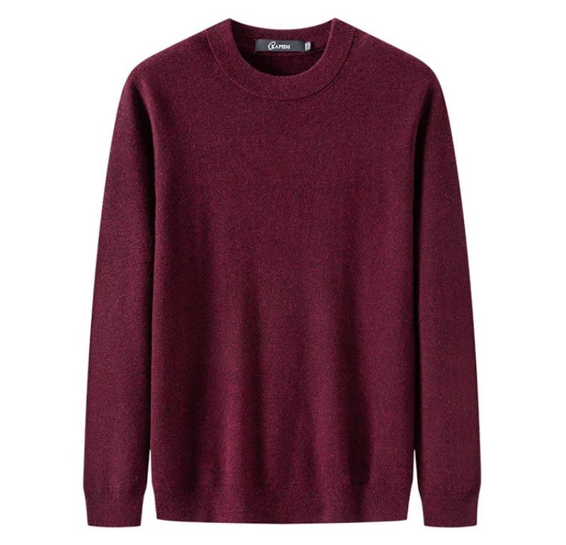 Uld Solid Sømløs Sort Forår Efterår Herre Pullovers Sweater - Sort
