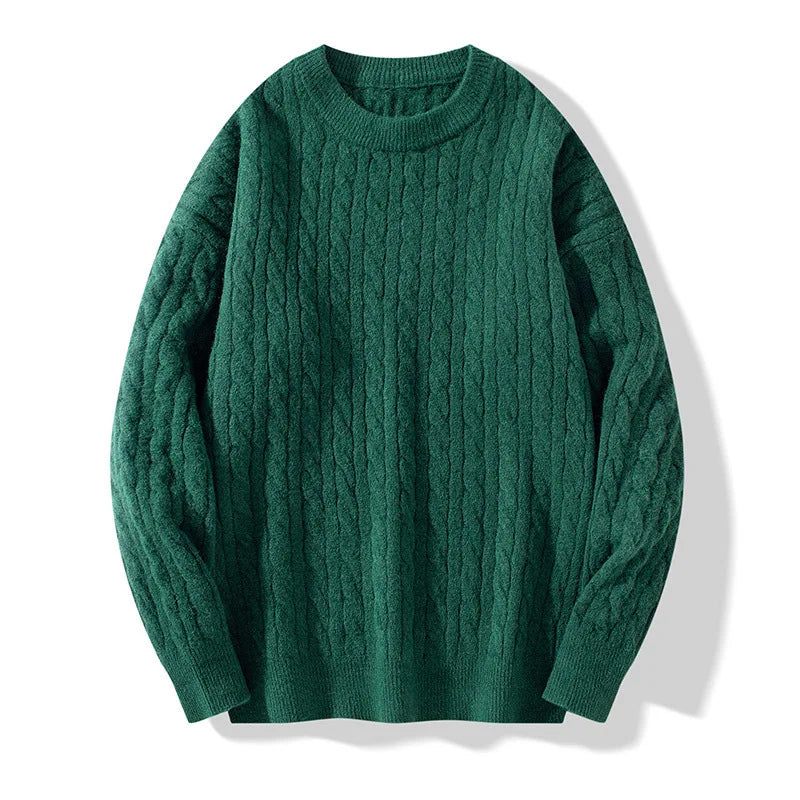 Vintage Casual Strikket Sweater Herre Tyk Varm Løs Pullover Jumper Strik Vinter - Brun