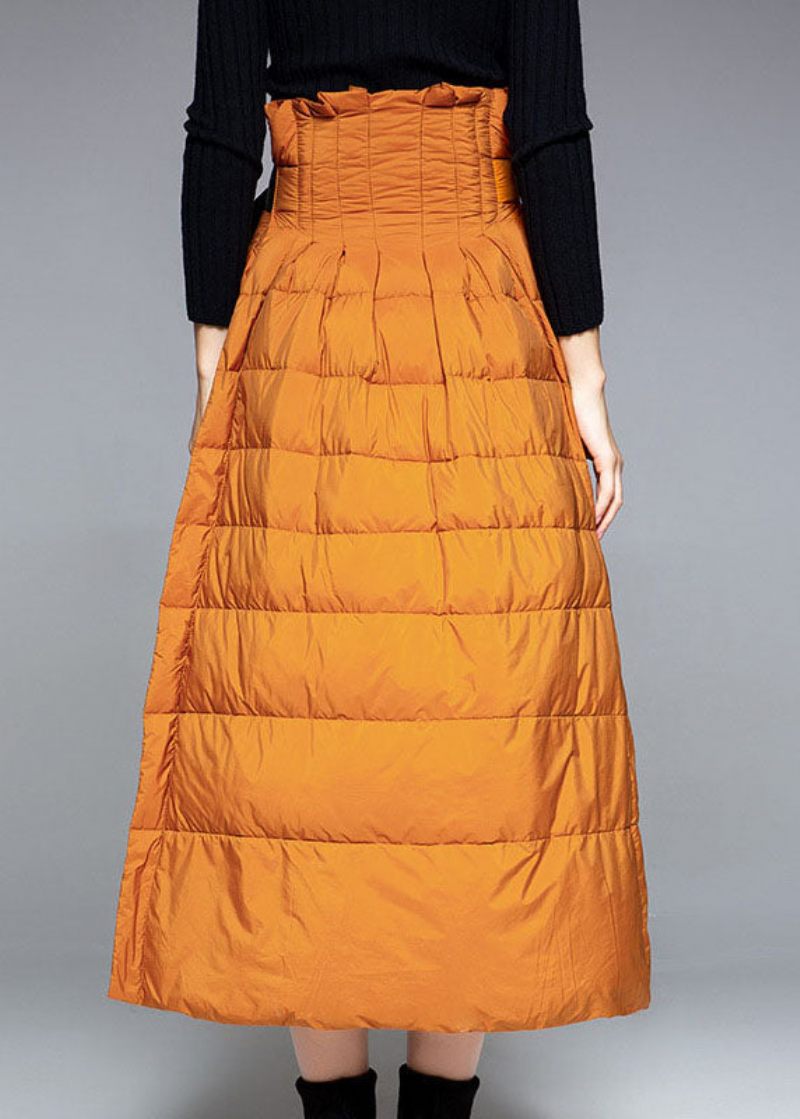 Boho Orange Tyk Varm Lav Høj Design Vinter Duck Down Nederdele - Orange