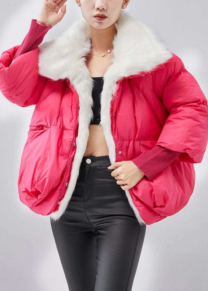 Boutique Pink Pelskrave Fin Bomuld Fyldt Vinter Kort Frakker - Dame dunjakker