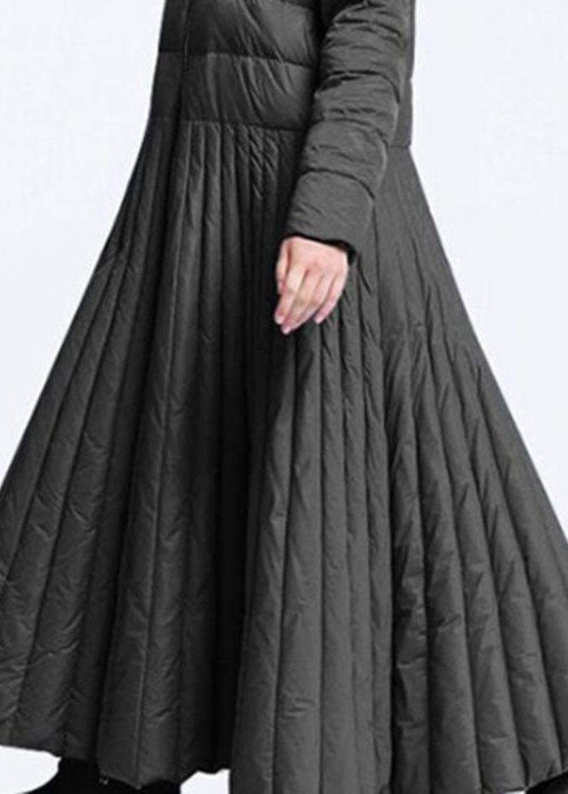 Chic Black Casual Pockets Circle Winter Duck Down Frakke - Sort