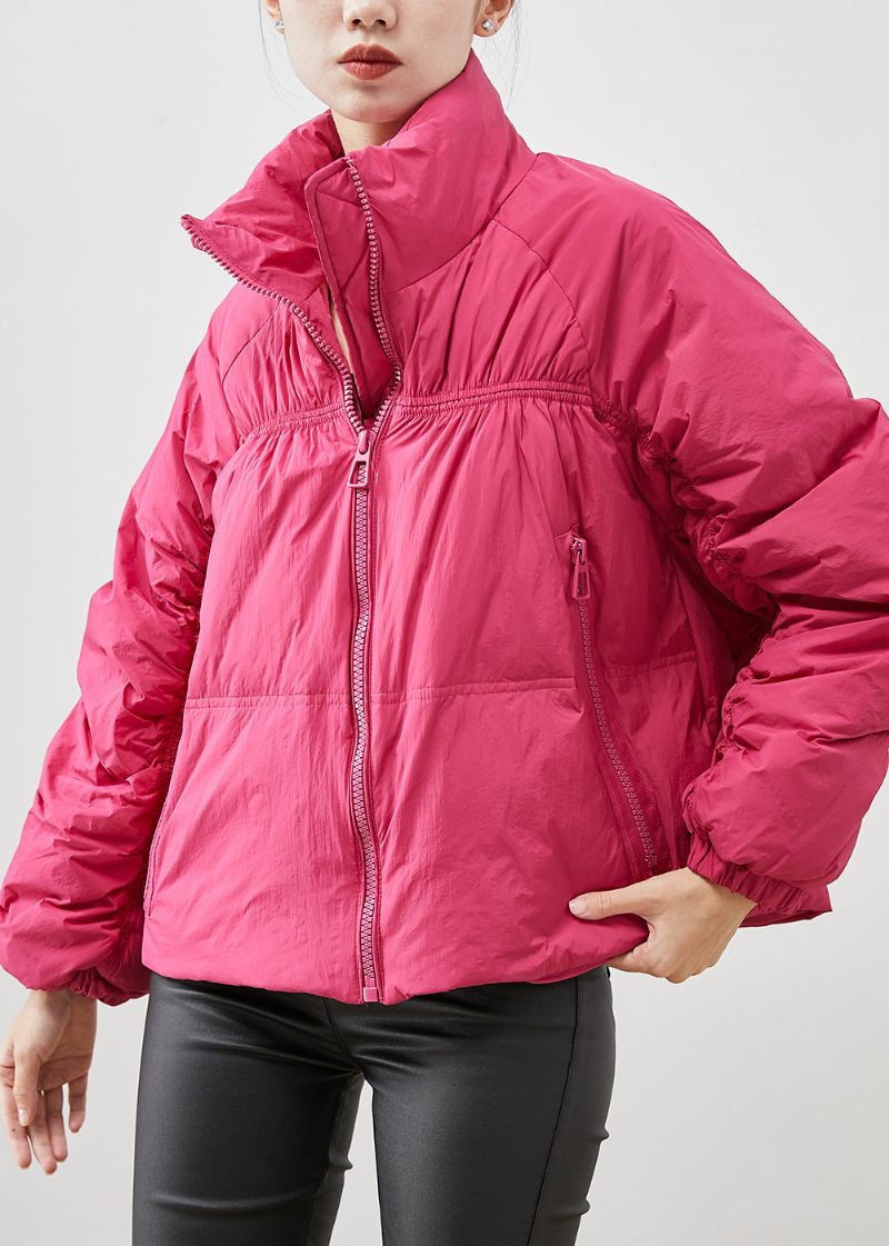 Elegant Rose Zip Up Rynket Andedun Dunfrakke Vinter - Dame dunjakker