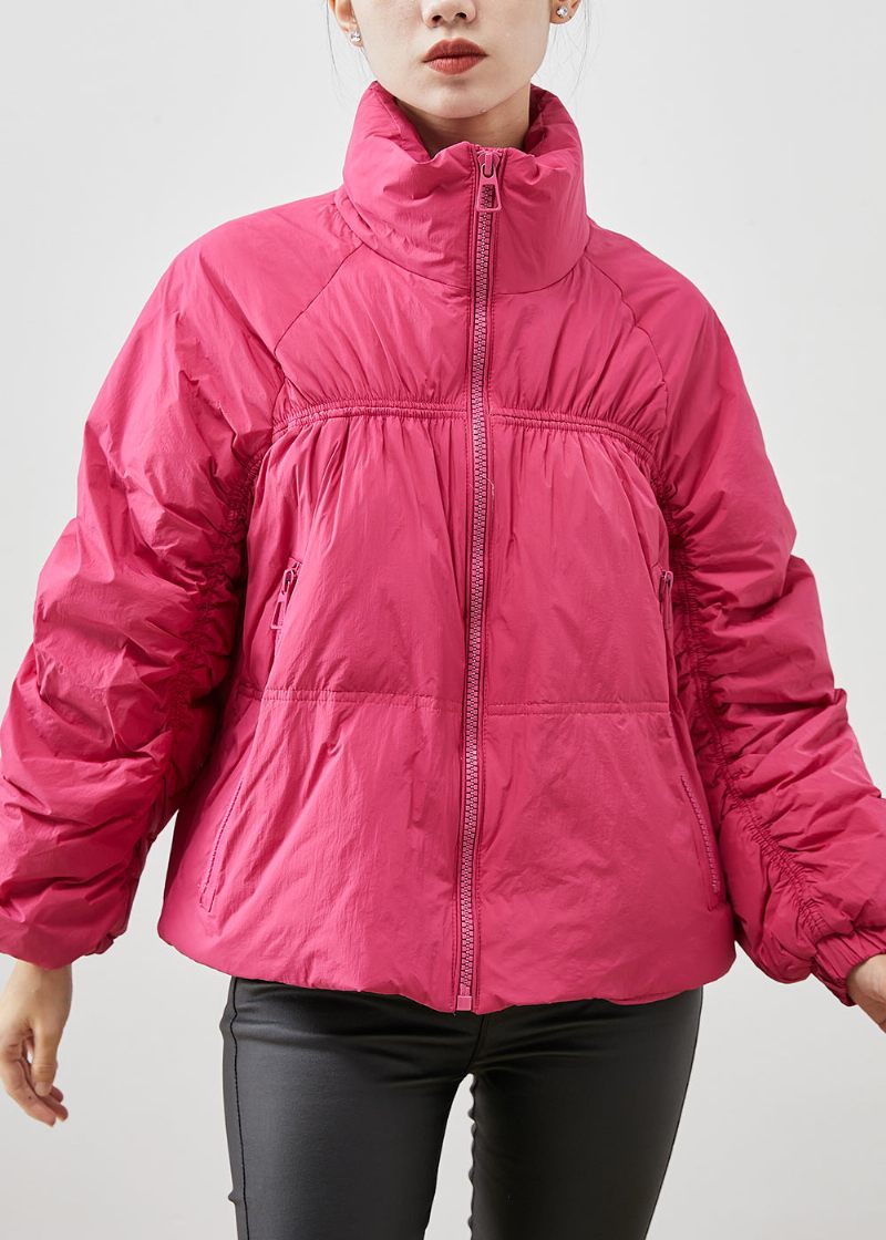 Elegant Rose Zip Up Rynket Andedun Dunfrakke Vinter - Dame dunjakker