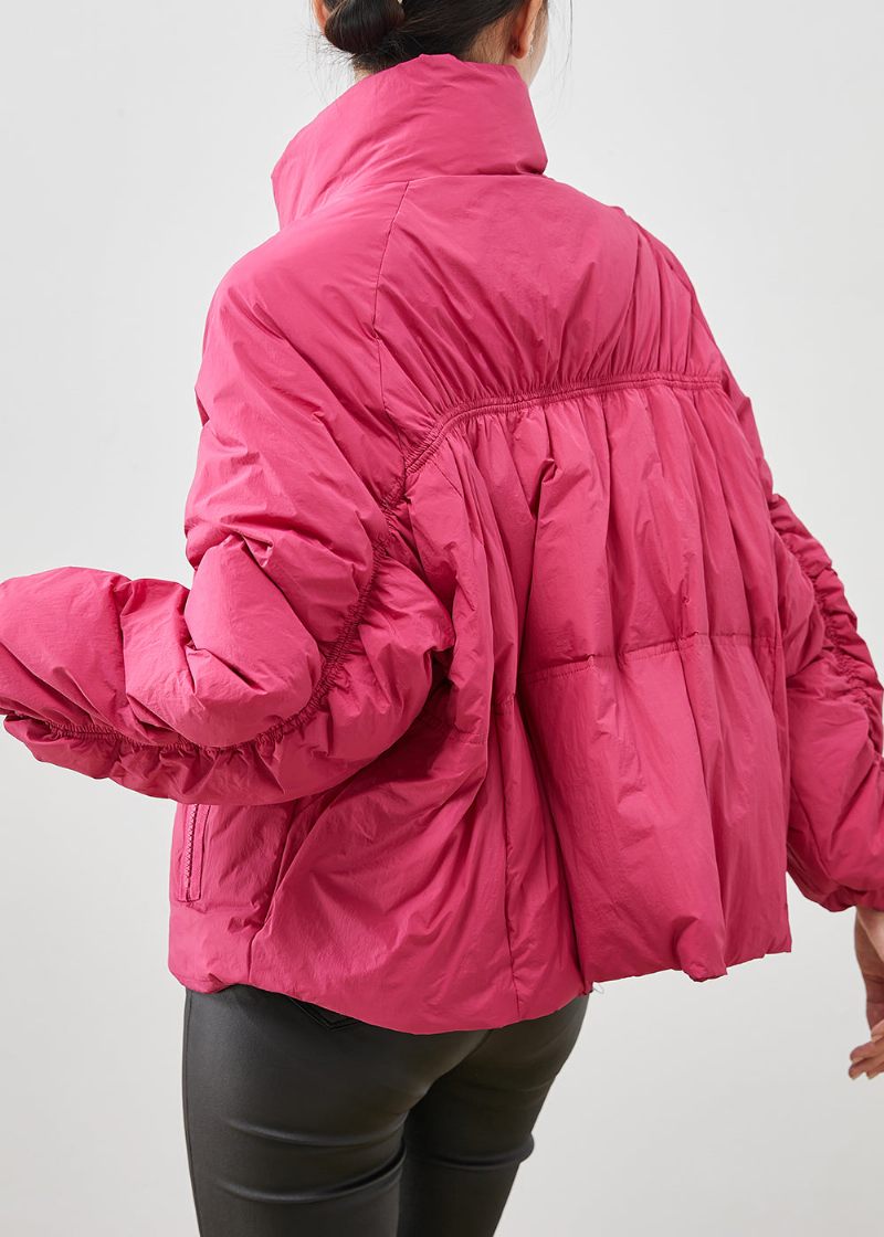 Elegant Rose Zip Up Rynket Andedun Dunfrakke Vinter - Dame dunjakker