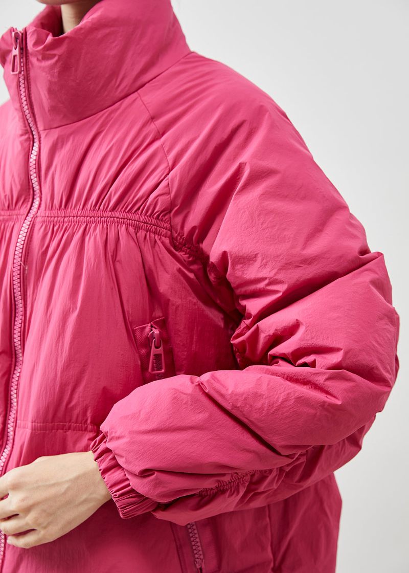 Elegant Rose Zip Up Rynket Andedun Dunfrakke Vinter - Dame dunjakker