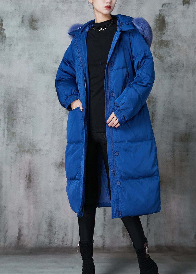 Fashion Blue Oversized Duck Down Puffers Jakker Vinter - Dame dunjakker