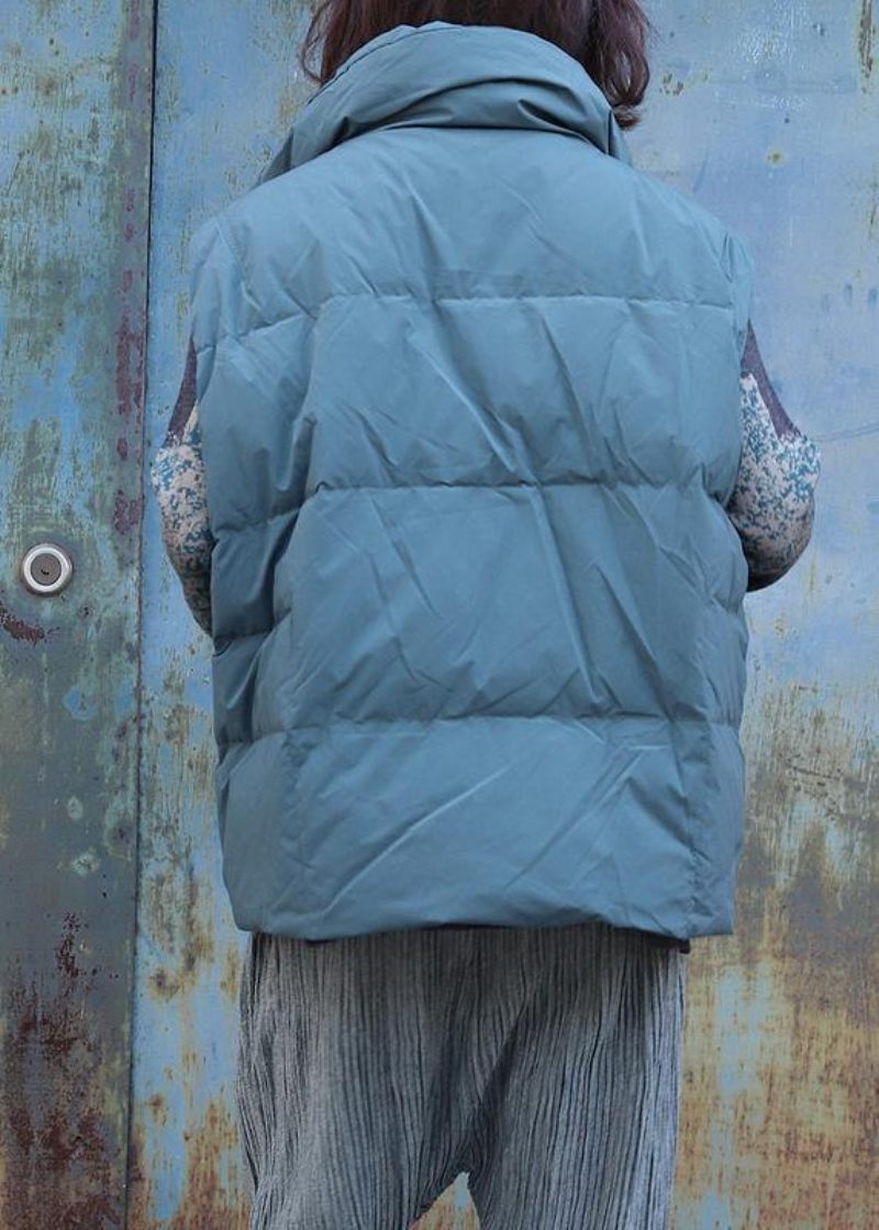 Grågrønt Outwear Plus Size Jakker Frakker Ærmeløs Stand Krave Vinter - Dame dunjakker