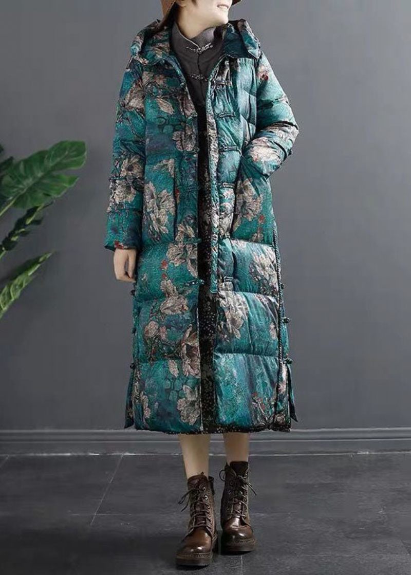 Grøn Side Åben Duck Down Coat Winter - Rød